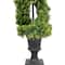 4.5ft. Unlit Artificial Cedar Double Spiral Topiary Tree in Urn Style Pot
